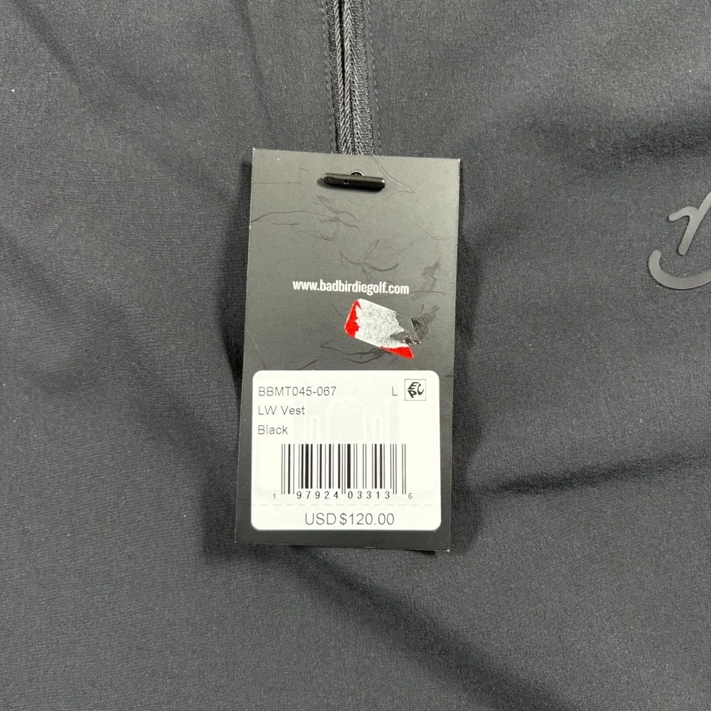 Bad Birdie LW Vest Mens‎ Large Black Quarter Zip Performance Athleisure Golf